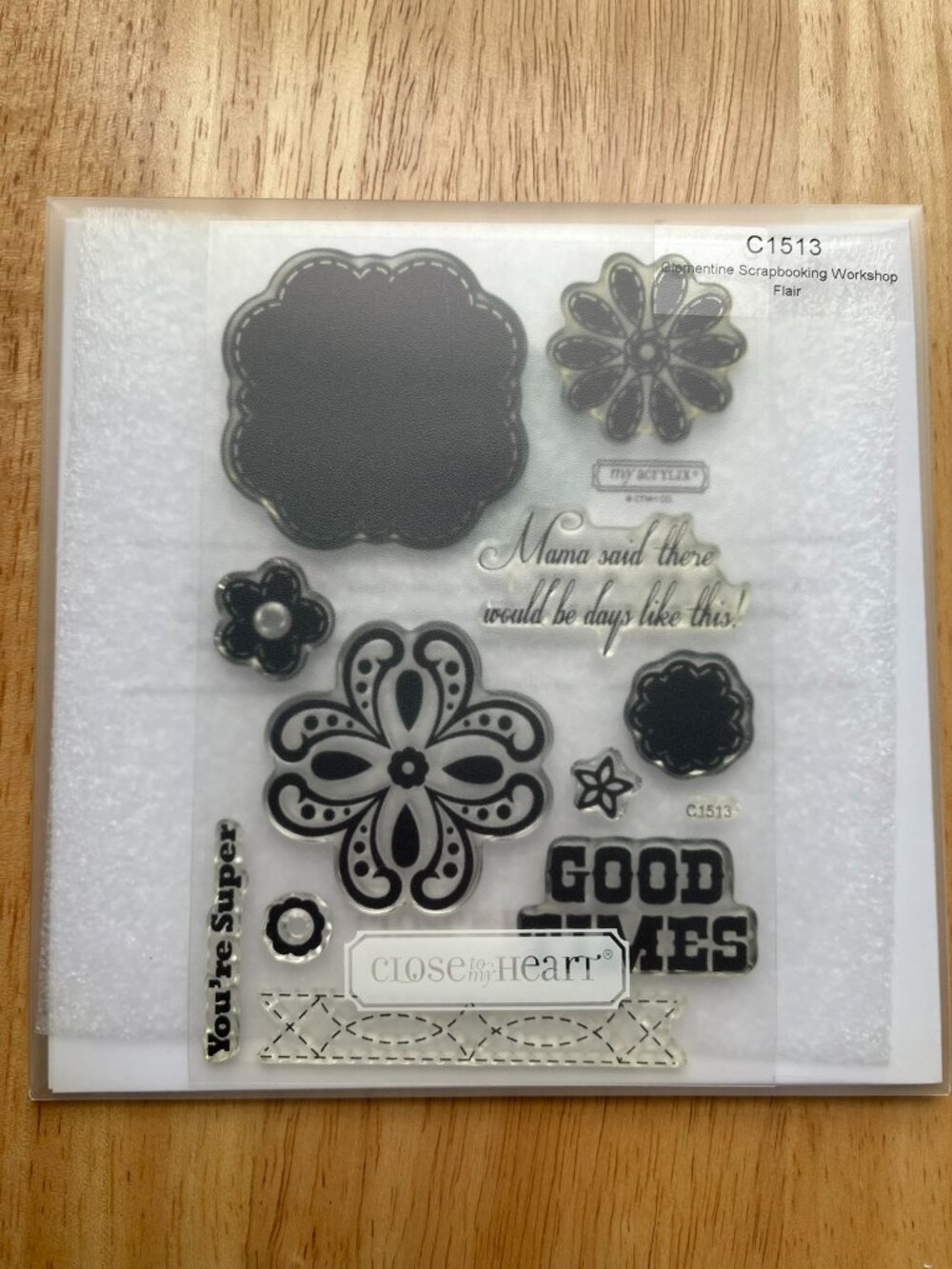 Close to My Heart CTMH~C1513 CLEMINTINE SCRAPBOOKING WORKSHOP FLAIR Clear Stamps